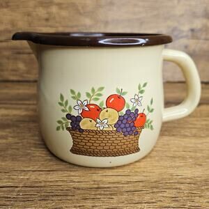 VIntage 1986 Enamel tin Pitcher Mug FTDA Fruit
